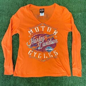 Harley-Davidson Women's Vibrant Orange Long Sleeve Tee